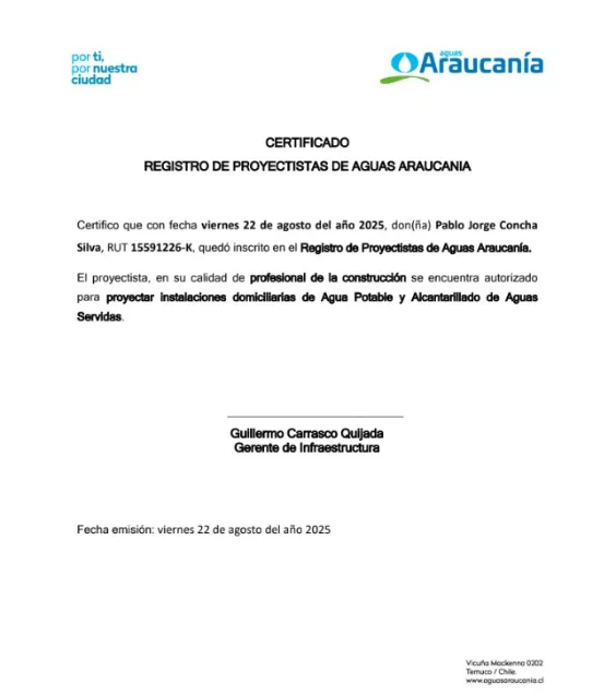 Acreditación profesional vigente.